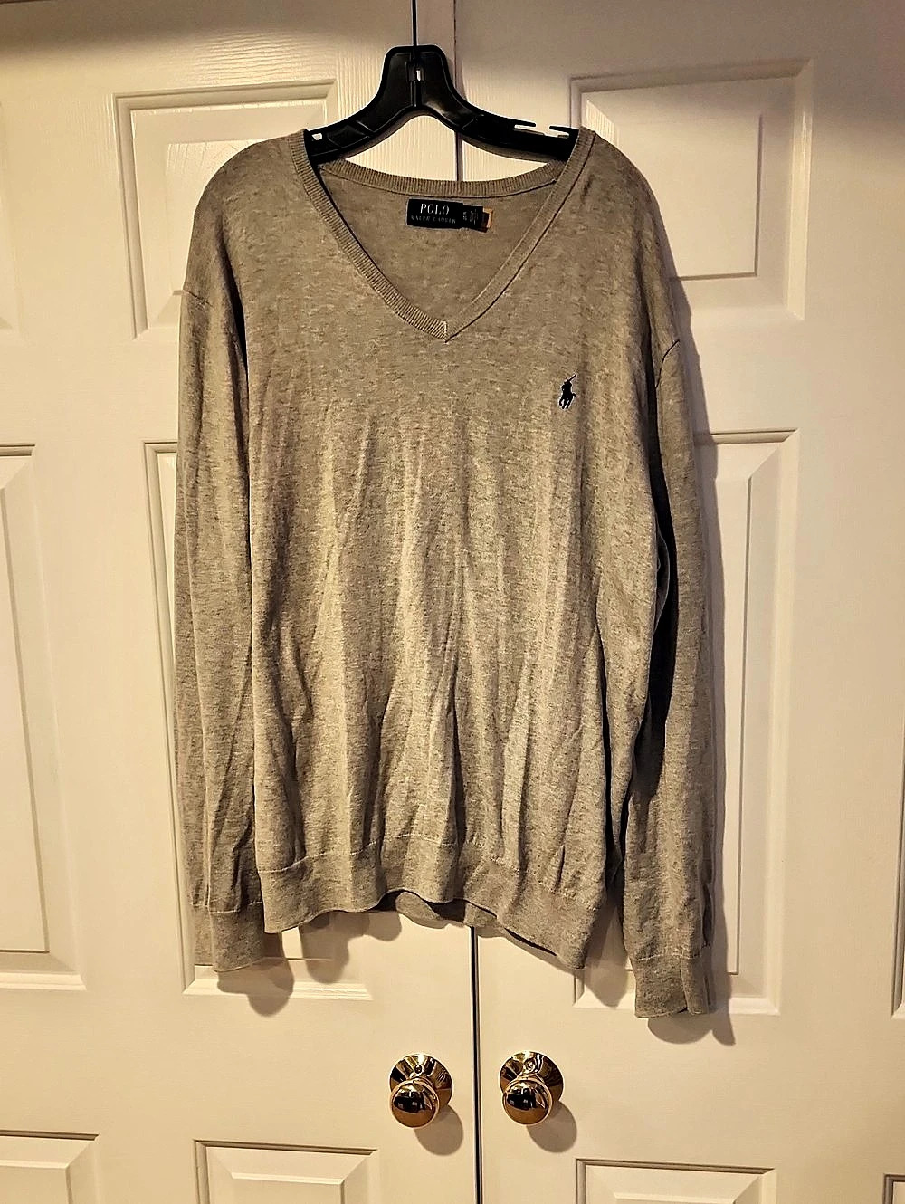 Polo Ralph Lauren Men's Pima Cotton V-Neck Sweater Gray